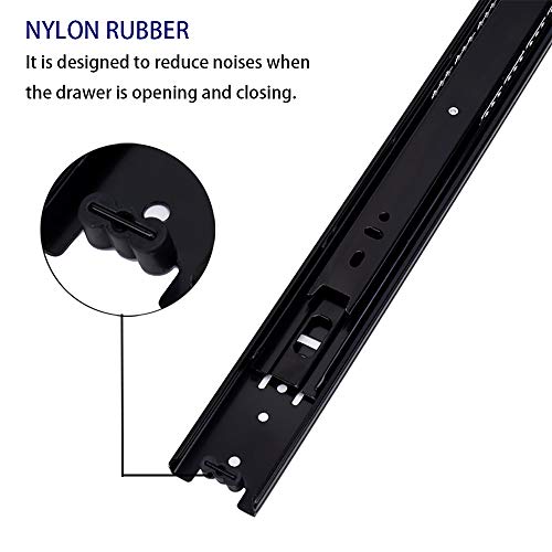 6 Pairs of 20 Inch Hardware 3-Section Full Extension Ball Bearing Side Mount Black Drawer Slides,100 LB Capacity Drawer Slide - color: Black, size: 20 Inch