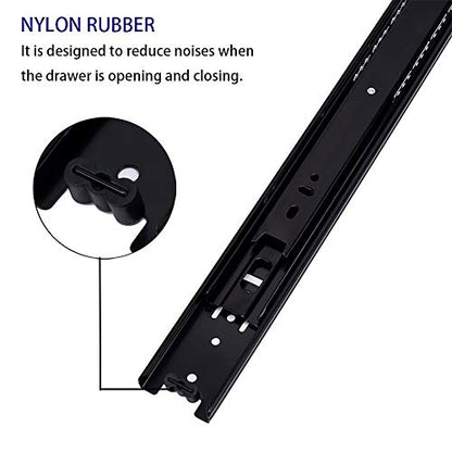 6 Pairs of 18 Inch Hardware 3-Section Full Extension Ball Bearing Side Mount Black Drawer Slides,100 LB Capacity Drawer Slide - color: Black, size: 18 Inch