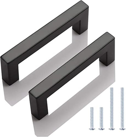 KNOBWELL 6 Pack 3-1/2 inch Black Kitchen Cabinet Door Handles, Stainless Steel T Bar Dresser Drawer Pulls - Hole Centers 3.5 inch(90mm), Overall Length 4 inch - color: Matte Black, size: Hole Center:3-1/2 inch(90mm)