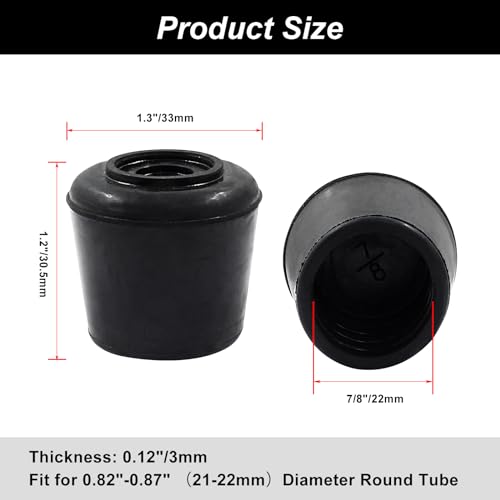 16pcs 7/8 Inch Round Chair Leg Tips Caps, Non-Slip Rubber Chair Leg Floor Protectors, Black Furniture Leg Caps Fit for 0.82"-0.87" (21-22mm) Diameter Round Feet - size: 7/8 Inch-Black