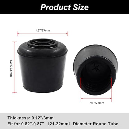 16pcs 7/8 Inch Round Chair Leg Tips Caps, Non-Slip Rubber Chair Leg Floor Protectors, Black Furniture Leg Caps Fit for 0.82"-0.87" (21-22mm) Diameter Round Feet - size: 7/8 Inch-Black