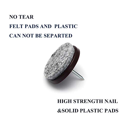Nail on Felt Pads Furnigear Furniture Pads Nail- Floor Protectors for Furniture Legs 24Pack Chair Felt Pads for Hardwood Floors (1" (Gray)) - size: 1" (Round, Gray)