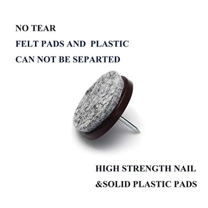 Nail on Felt Pads Furnigear Furniture Pads Nail- Floor Protectors for Furniture Legs 24Pack Chair Felt Pads for Hardwood Floors(1-1/4",Gray) - size: 1-1/4" (Round, Gray)