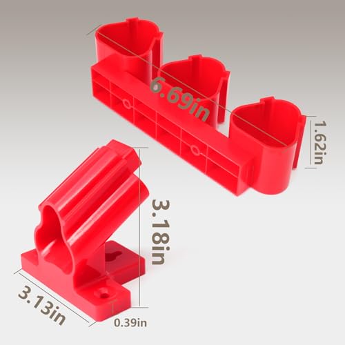 Tool Holders and Battery Holder Compatible with Milwaukee M12 12V Electric Drill Tools Storage Wall Mount Red Plastic Hanger for Shelf, Work Van or Toolbox with 22 Screws