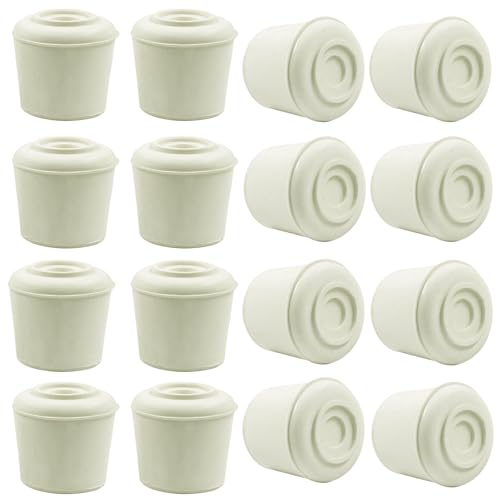 16pcs 7/8 Inch Round Chair Leg Tips Caps, Non-Slip Rubber Chair Leg Floor Protectors, White Furniture Leg Caps Fit for 0.82"-0.87" (21-22mm) Diameter Round Feet - size: 7/8 Inch-White
