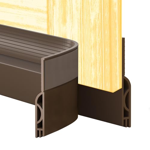 Door Draft Stopper,Door Sweep for Bottom of Doors,Weather Stripping Seal Draft Guard Blocker Noise Cold Air Insulation Soundproofing for Exterior Interior Home Improvement(Brown, 39") - color: Brown, size: 39"