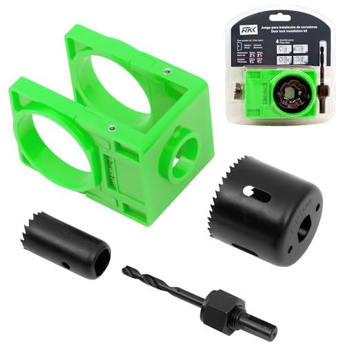 RKK Door Lock Installation Kit Deadbolt Hole Saw Kit Door Knob Hole Saw Kit Deadbolt Installation Kit (Green) - color: Green