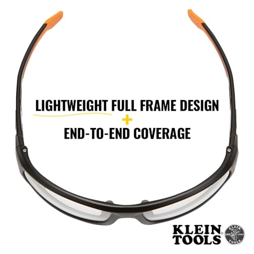 KLEIN TOOLS 60163 Safety Glasses, Professional PPE Protective Eyewear with Full Frame, Scratch Resistant and Anti-Fog, Clear Lens - style: Professional