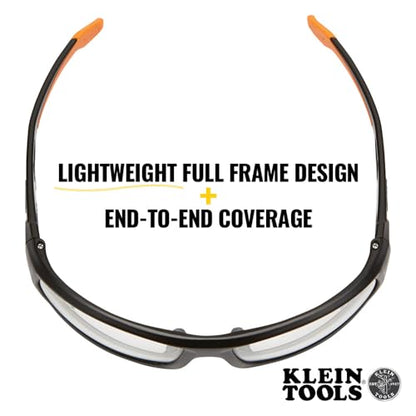 KLEIN TOOLS 60163 Safety Glasses, Professional PPE Protective Eyewear with Full Frame, Scratch Resistant and Anti-Fog, Clear Lens - style: Professional