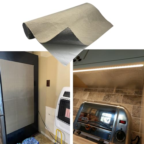 Titanium Adhesive Backed Exhaust Heat Shield tape 24'' X 24'' for Wall Behind Grill 2500 Degrees High Temp Protection Material Thermal Barrier Blanket Mat - size: 24'' X 24''