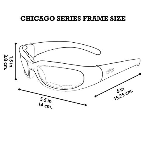Global Vision Chicago Padded Riding Motorcycle Sunglasses For Men & Women Black w/Smoke Lens Safety - color: Smoke