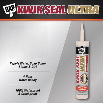 Kwik Seal Ultra Advanced Kitchen and Bath Siliconized Sealant, Gloss Biscuit, 10.1 Oz (7079818899)