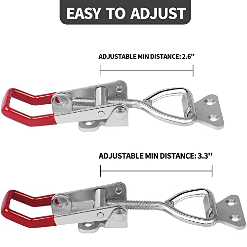 Vicuna R Heavy Duty Toggle Latch Clamp 4003, Large Adjustable Toggle Clamp Latch With Lock Hole, 1320Lbs Holding Capacity Pull Latch for Smoker Lid Jig, Tool Box Case - 2Pack (with 10PCS Screws) - style: 4003-2PK