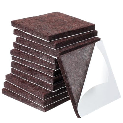 12Pcs Square Felt Furniture Pads 2 inch x 2 inch Self-Adhesive Table Leg Floor Protectors Cuttable Anti Scratch Furniture Pads for Hardwood Floors (Brown)
