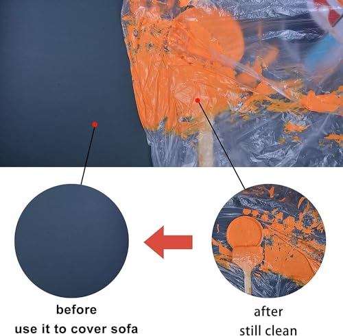 Clear Plastic Sheeting Drop Cloths for Painting, 5 Pcs 9x12ft Plastic Tarp Waterproof Dustproof Almost Tear Resistance Multi-Purpose Furniture Cover Floor Wall Protection Film
