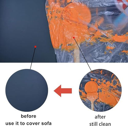 Clear Plastic Sheeting Drop Cloths for Painting, 5 Pcs 9x12ft Plastic Tarp Waterproof Dustproof Almost Tear Resistance Multi-Purpose Furniture Cover Floor Wall Protection Film