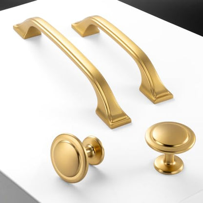 10 Pack Brushed Gold Cabinet Pulls 3-3/4 Inch Gold Cabinet Handles Gold Hardware for Kitchen Cabinets 8222 Drawers Bedroom Dresser Bathroom Vanity Cupboard - color: Brushed Gold, size: 3-3/4 Inches, style: 10 Pack Arch Pull
