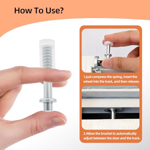 8pcs Bi-Fold Door Hardware Kits - Closet Doors Top Roller Guide and Top Pivot, Bifold Door Repair Kit Spring Loaded Sliding Closet Door Hardware for Barn Folding Shower Doors