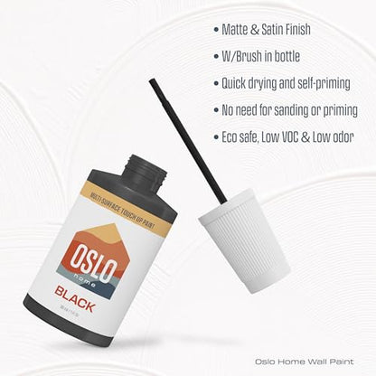 Touch Up Paint, Black, 1oz, Matte, w/brush in bottle, Quick drying, for Home repairs, Kitchen Cabinets, Furniture, Walls - color: Black, size: 1 Fl Oz (Pack of 1)