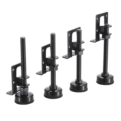 OwnMy 4 Packs Adjustable Furniture Leveling Feets L Shaped Furniture Levelers Legs, Heavy Duty Furniture Mounting Brackets Metal Furniture Leveling Feet for Workbench Cabinet Wardrobe, 4.7" H, Black - size: 4.7"H-Black