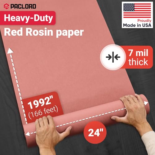 Floor Protection Paper 24" x 1992" (166’) Red Rosin Paper Roll - Made in USA Thick Heavy-Duty 7 mil Masking Paper for Surface Protection from Paint, Dust, Foot Traffic - Paint Floor Covering - style: 332 sq ft (24" x 166' Roll)
