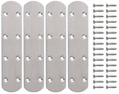 Alise 4 Pcs Flat Straight Brace Brackets Mending Plates Repair Fixing Bracket,6-1/2 Inch Stainless Steel Brushed Nickel - color: Brushed Nickel, size: 165mmX38mm
