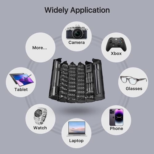 AXTH 128-in-1 Precision Screwdriver Set, Professional Magnetic Mini Repair Tool Kit for Phone, Computer, Watch, Laptop, Macbook, Ring Doorbell, Eyeglass, Electronic, [Bearing Steel] Screw Driver - style: 128in1