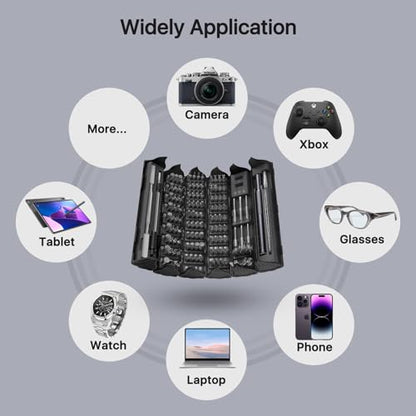 AXTH 128-in-1 Precision Screwdriver Set, Professional Magnetic Mini Repair Tool Kit for Phone, Computer, Watch, Laptop, Macbook, Ring Doorbell, Eyeglass, Electronic, [Bearing Steel] Screw Driver - style: 128in1