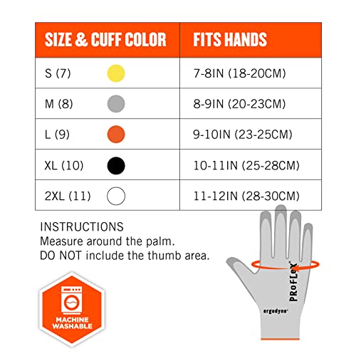 Ergodyne ProFlex 7030 Cut Resistant Work Gloves, ANSI A3, PU Coated Palms for Flexible No Slip Grip, Abrasion Resistant, 13g,Gray, 2X-Large - size: XX-Large