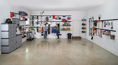 Rubbermaid 24-Piece FastTrack Garage Wall-Mounted Storage Kit, 6 Rails and 18 Hooks, Black, for Home/House/Tool/Sports/Equipment/Utility Purposes - size: 6 Rails, 18 Hooks