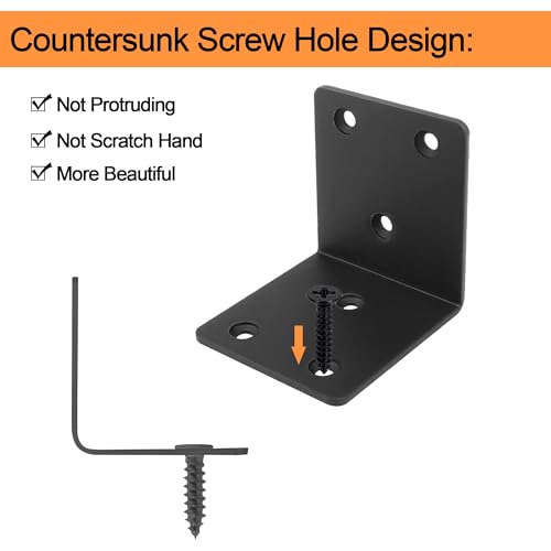 30 Pack Angle Brackets, 2" x 2" Black Heavy Duty Stainless Steel Corner Brace, L Shaped Shelf Bracket 90 Degree Corner Bracket for Wood Furniture Cabinets Shelves - size: 2"x2"(black)