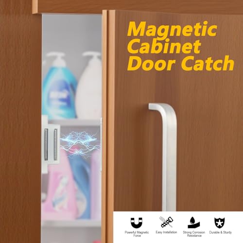 Cabinet Magnetic Catch - 4 Pack Cabinet Door Magnetic Latch for Cupboards Drawers Closet Doors and Shutters (White) - color: White