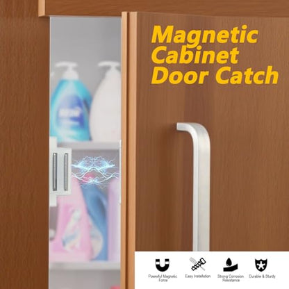 Cabinet Magnetic Catch - 4 Pack Cabinet Door Magnetic Latch for Cupboards Drawers Closet Doors and Shutters (White) - color: White