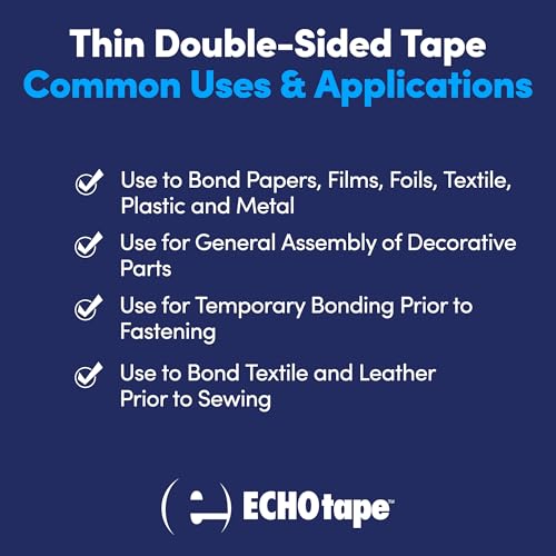 ECHOtape DC-T274A General Purpose Frosted Clear Double Sided Tape for Mounting & Bonding | Double Sided Tape for General Purpose Bonding | Thin Adhesive Tape, 1.89 in x 54.6 yds - size: 1.89 in x 54.6 yds / 48mm x 50m
