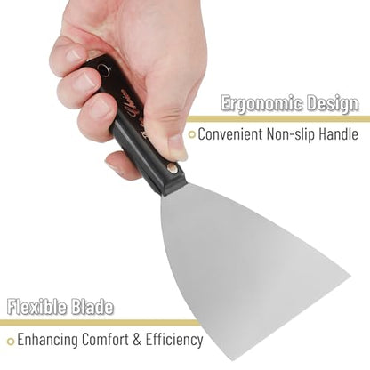 Bates Choice 5-Inch Carbon Steel Flexible Putty Knife, Metal Scraper, Drywall Spackle Knife, Paint Scraper Tool, Wall Scraper, Metal Putty Knife, Drywall Putty Knife - color: Black, size: 5 Inch