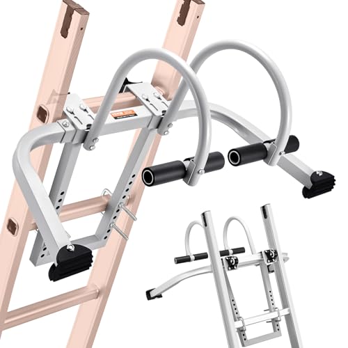 VEVOR Ladder Stabilizer, 2 in 1 Extension Wall Ladder Standoff Hook, Roof Ridge Ladder Accessories Both Horizontally and Vertically, Heavy-Duty Steel Rubber Grip T-Bar, Quick Access to Steep Roofs - size: KH-WD03
