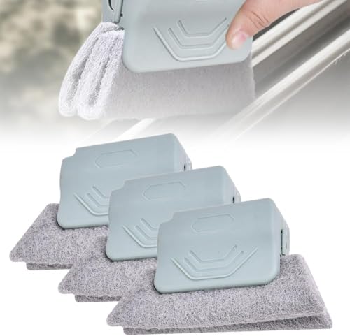 Magic Window Track Cleaner, Window Groove Cleaning Brush Tools Set, Multipurpose Cleaning Brush for Sliding Door Tracks, Tile Grout Lines, Shutter Slats, Car AC Vents, and Narrow Gaps (Grey-3pcs) - color: Grey-3pcs