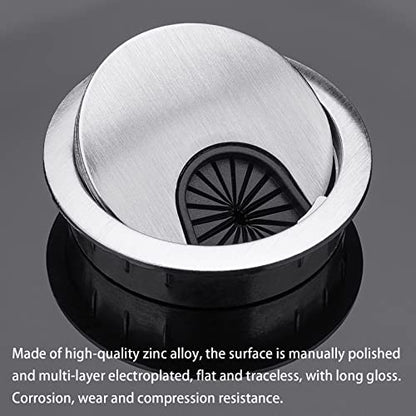 4 Pack 2 Inch Metal Desk Grommet for Wire Organizer, Brushed Silver - color: Silver-4pack