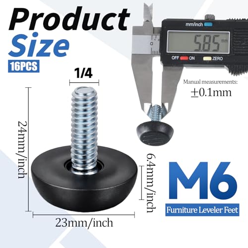 1/4-20" UNC Thread Furniture Feet Levelers Table Feet Screw in Threaded Adjustable Furniture Feets Screw-in Anti-Slip Chair Leg Extender for Cabinets Tables Chairs Furnitures Legs