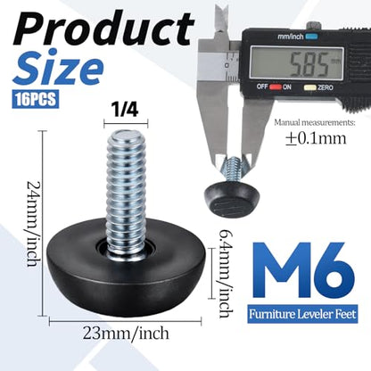 1/4-20" UNC Thread Furniture Feet Levelers Table Feet Screw in Threaded Adjustable Furniture Feets Screw-in Anti-Slip Chair Leg Extender for Cabinets Tables Chairs Furnitures Legs