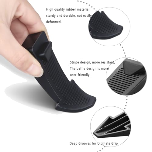 4-Pack Stackable Door Stoppers - Heavy Duty Rubber Door Wedges with Non-Slip Base, Adjustable Height (2X Thickness When Stacked), Multi-Purpose for Doors, Washers & Furniture（Black）