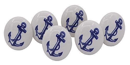 THDC Nautical Drawer Pulls, Drawer Knob, Cabinet Knob, Kitchen Cabinet Pull, Door Knob, Door Pulls (Set of 6) (Anchor with Rope) - color: Blue Anchor