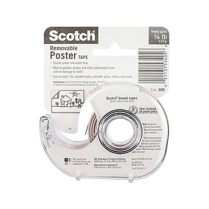 3M 109 Wallsaver Removable Mounting Tape - two pack (2 pack, white)