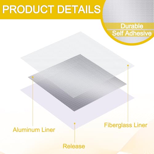 Yaocom 4 Pcs 12x12 Inch Drywall Repair Kit Self Adhesive Mesh Drywall Repair Patch Set with Sanding Pads and Scraper Heavy Duty Metal Aluminum Dry Hole Patch Tools for Large Hole Wall Ceiling Tool - size: 12 x12"