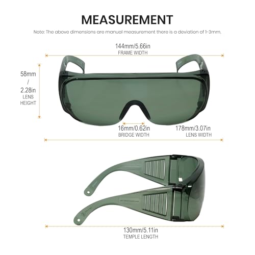 Calabria Fit Over Safety Glasses | Polarized Sunglasses Over Glasses | Wrap Around Anti-Fog | Scratch Resistant | Unisex - color: Green