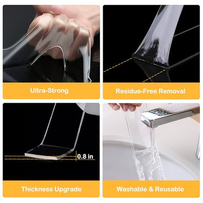 Double Sided Tape 3m x 3cm x 2mm, Heavy Duty Waterproof No Residue Nano Mounting Adhesive High Viscosity Tape for Office Outdoor Indoor Car Walls Pictures