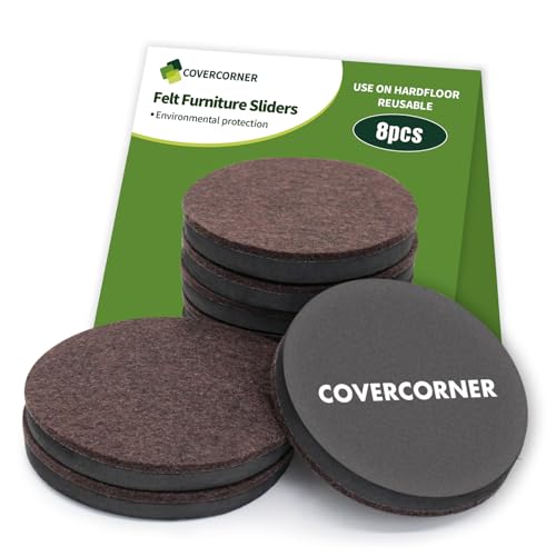 Furniture Sliders for Hardwood Floors 8 PCS - 4 3/4 inch Sliders for Moving Furniture – Felt Furniture Pads for Hardwood Floors Brown - size: 8 PCS 4 3/4" Brown