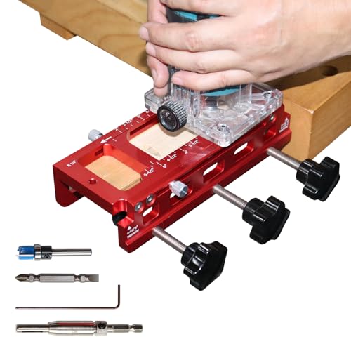 JOJOCY 1229 Hinge Jig Plus, Dual Clamping Door Hinges Mortiser Kit with Strike & Latch Templates, Self-Aligning Hinge Jig for 2.5” to 5.5” Hinges