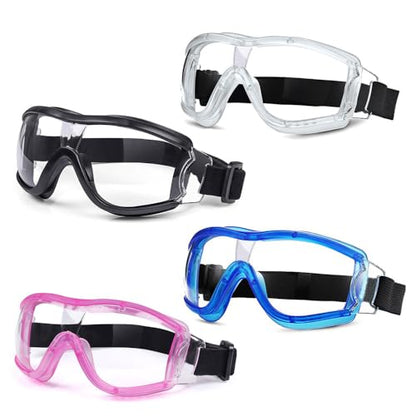 Kids Safety Goggles, Kids Lab Goggles,Soft silicone nose cushion and adjustable headband - color: 4 Pack Clear-multicolor