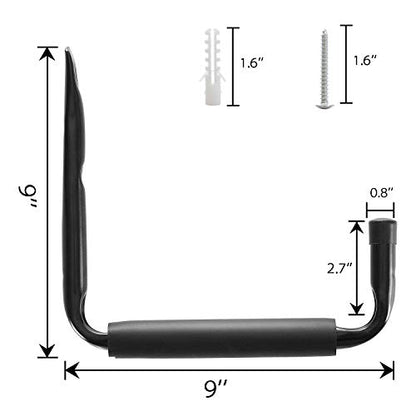 Ihomepark Heavy Duty Garage Storage Utility Hooks with 9''Jumbo Arm, Wall Mount Garage Hanger & Organizer for Ladder Tool Chair Hose(6 Pack - Black)